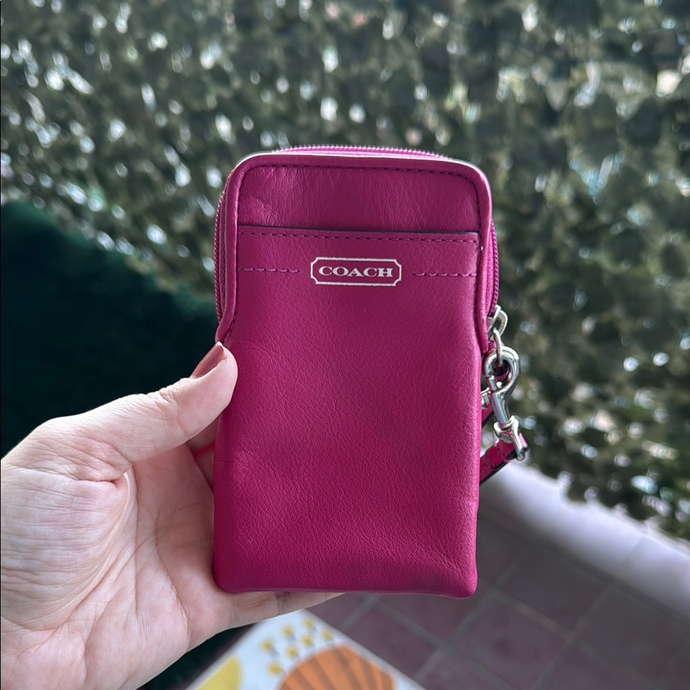 Coach Pink Leather Wristlet